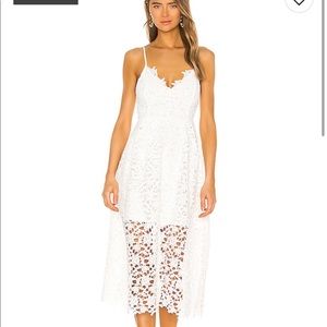 ASTR the Label White Lace Midi Dress